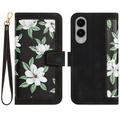 Samsung Galaxy S25 Edge Husa portofel floral cu sloturi pentru carduri - Negru