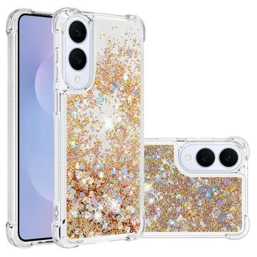 Husă TPU Samsung Galaxy S25 Edge Glitter Quicksand - Inimi de aur