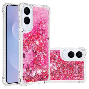 Husă TPU Samsung Galaxy S25 Edge Glitter Quicksand - Inimi roz