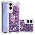 Husă TPU Samsung Galaxy S25 Edge Glitter Quicksand - Inimi Purpurii