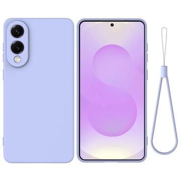 Husă din silicon lichid Samsung Galaxy S25 Edge cu curea de mana - Violet