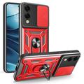 Husă Hibridă Samsung Galaxy S25 Edge cu Inel Rotativ cu Ecran pentru Cameră - Roșu