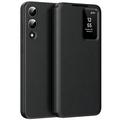 Husă Flip Samsung Galaxy S25 Edge Smart Clear View cu slot pentru card - Negru