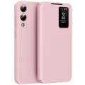 Husă Flip Samsung Galaxy S25 Edge Smart Clear View cu slot pentru card - Roz