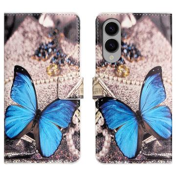 Husă Portofel Samsung Galaxy S25 Edge - Style - Fluture Albastru