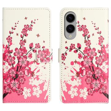 Husă Portofel Samsung Galaxy S25 Edge - Style - Flori Roz