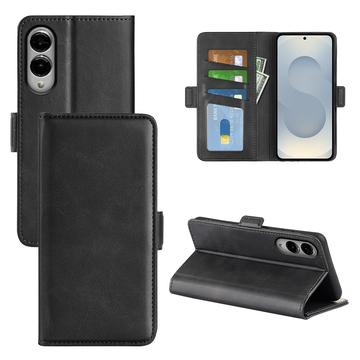 Husa Portofel Samsung Galaxy S25 Edge cu închidere magnetică - textură vițel - negru