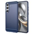 Husă TPU Brushed Samsung Galaxy S25 FE - Fibră de Carbon - Albastru