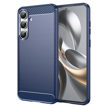 Husă TPU Brushed Samsung Galaxy S25 FE - Fibră de Carbon - Albastru