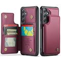 Samsung Galaxy S25 FE Caseme C22 Case RFID Card Wallet - roșu