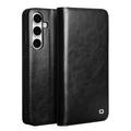 Husă Piele Portofel Samsung Galaxy S25 FE - Qialino Classic - Negru