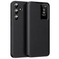 Husă Flip Samsung Galaxy S25 FE Smart Clear View cu slot pentru card - Negru