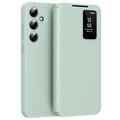Husa portofel Samsung Galaxy S25 FE Smart Clear View cu slot pentru card - Verde deschis
