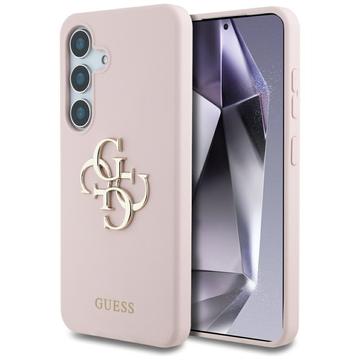 Husă din silicon Samsung Galaxy S25 Guess Big 4G Logo Bottom Script - Roz