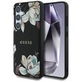 Husă Samsung Galaxy S25 Guess Grained Printed Flower Pattern - compatibil MagSafe - Negru