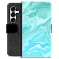 Husă Portofel Premium - Samsung Galaxy S25+ - Marmură Albastră