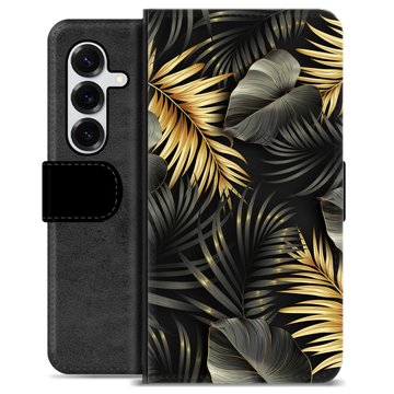 Husă Portofel Premium - Samsung Galaxy S25+ - Frunze Aurii