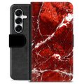 Husă Portofel Premium - Samsung Galaxy S25+ - Marmură Roșie