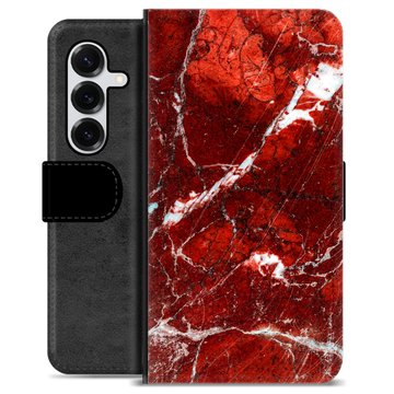 Husă Portofel Premium - Samsung Galaxy S25+ - Marmură Roșie