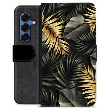 Husă Portofel Premium - Samsung Galaxy S25 - Frunze Aurii