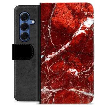 Husă Portofel Premium - Samsung Galaxy S25 - Marmură Roșie