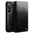 Husă Piele Portofel Samsung Galaxy S25 - Qialino Classic - Negru