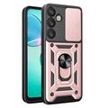 Husă Hibridă Samsung Galaxy S25 cu Inel Rotativ cu Ecran pentru Cameră - Auriu Roze