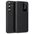 Husă Flip Samsung Galaxy S25 Smart Clear View cu slot pentru card - Negru