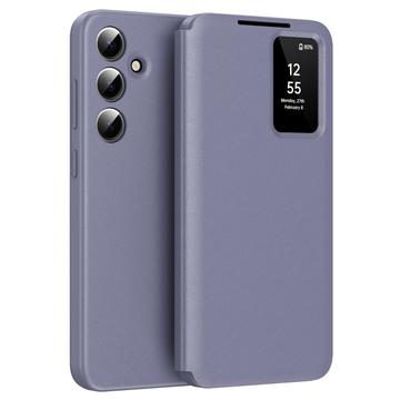 Husa portofel Samsung Galaxy S25 Smart Clear View cu slot pentru card - Gri Violet