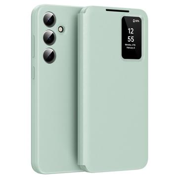 Husa portofel Samsung Galaxy S25 Smart Clear View cu slot pentru card - Verde deschis