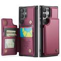 Samsung Galaxy S25 Ultra Caseme C22 Case RFID Card Wallet - roșu
