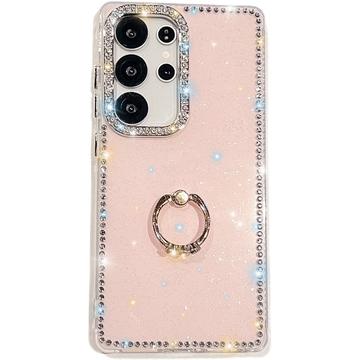 Husă hibridă cu suport pentru inel Samsung Galaxy S25 Ultra CrystalGlow - roz