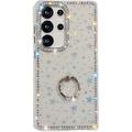 Husă hibridă cu suport pentru inel Samsung Galaxy S25 Ultra CrystalGlow - Stele / Transparent
