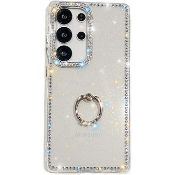 Husă hibridă cu suport pentru inel Samsung Galaxy S25 Ultra CrystalGlow - Transparent