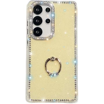 Husă hibridă cu suport pentru inel Samsung Galaxy S25 Ultra CrystalGlow - Galben