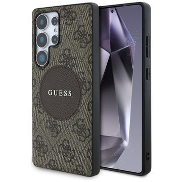 Husă Samsung Galaxy S25 Ultra Guess 4G Round Patch Classic Logo - Compatibil MagSafe - Maro