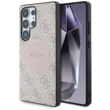 Husă Samsung Galaxy S25 Ultra Guess 4G Round Patch Classic Logo - compatibil MagSafe - roz