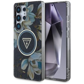 Husă MagSafe Samsung Galaxy S25 Ultra Guess Glitter Flowers Triangle Buttons