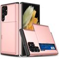 Husă Hibridă Samsung Galaxy S25 Ultra cu Slot Glisant pentru Card - Auriu Roze