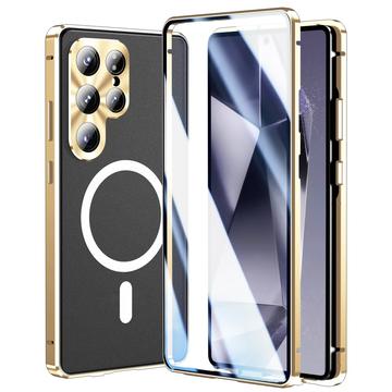 Samsung Galaxy S25 Ultra Husă magnetică cu protector de ecran din sticlă călită - compatibil MagSafe - Gold