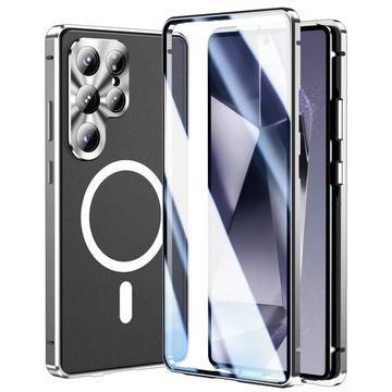 Samsung Galaxy S25 Ultra Husă magnetică cu protector de ecran din sticlă călită - compatibil MagSafe - argintiu