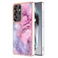 Husă TPU Samsung Galaxy S25 Ultra - Marble Pattern Electroplated IMD - Albastru / Roz