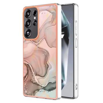 Husă TPU Samsung Galaxy S25 Ultra - Marble Pattern Electroplated IMD - Roz