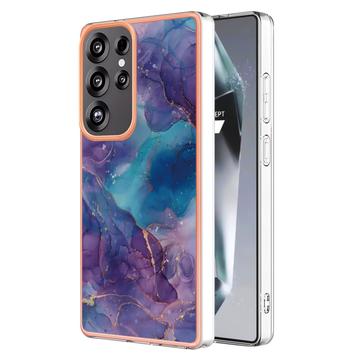 Husă TPU Samsung Galaxy S25 Ultra - Marble Pattern Electroplated IMD - Violet / Albastru