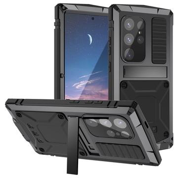 Husă Premium cu suport pentru picior și protector de ecran din sticlă călită Samsung Galaxy S25 R-Just - Negru