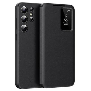 Husă Flip Samsung Galaxy S25 Ultra Smart Clear View cu slot pentru card - Negru