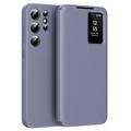 Husa portofel Samsung Galaxy S25 Ultra Smart Clear View cu slot pentru card - Gri Violet