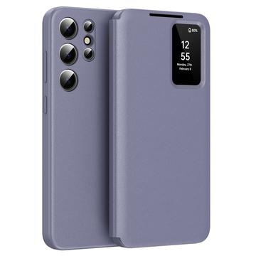 Husa portofel Samsung Galaxy S25 Ultra Smart Clear View cu slot pentru card - Gri Violet