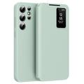 Husa portofel Samsung Galaxy S25 Ultra Smart Clear View cu slot pentru card - Verde deschis