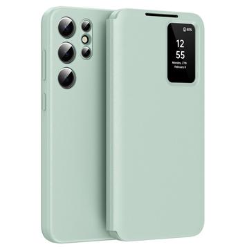 Husa portofel Samsung Galaxy S25 Ultra Smart Clear View cu slot pentru card - Verde deschis